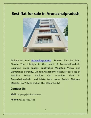 Best flat for sale in Arunachalpradesh