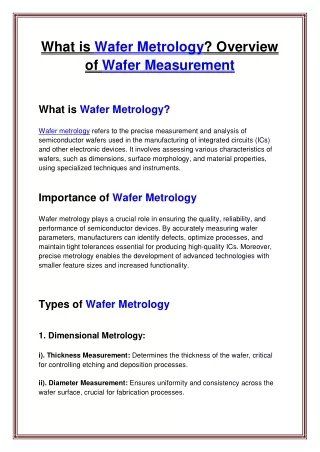 What is Wafer Metrology? Overview of Wafer Measurement