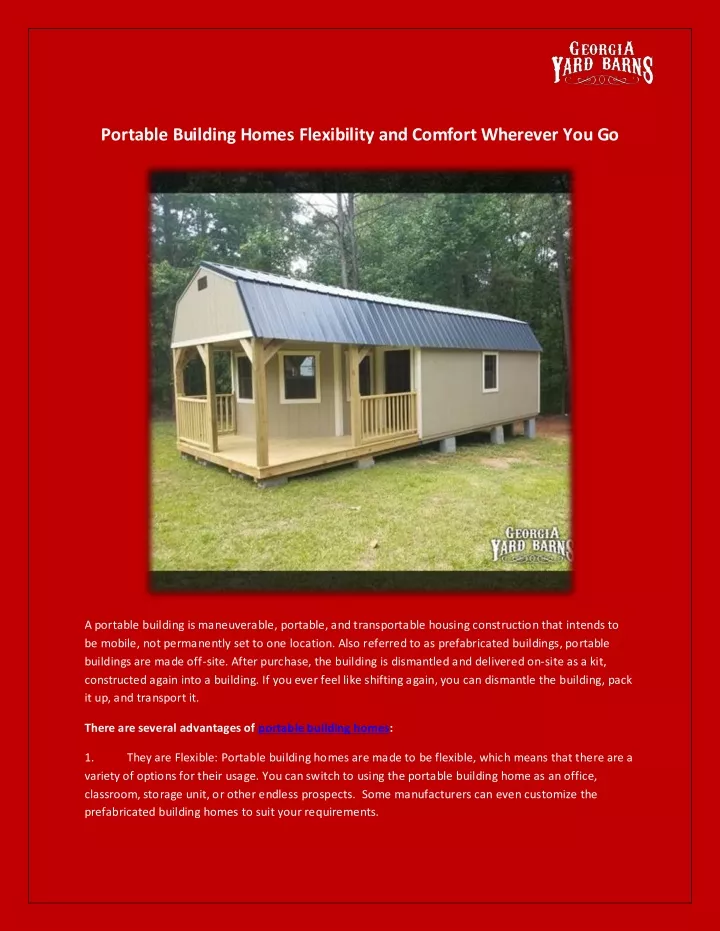 portable building homes flexibility and comfort