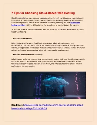 7 Tips for Choosing Cloud-Based Web Hosting
