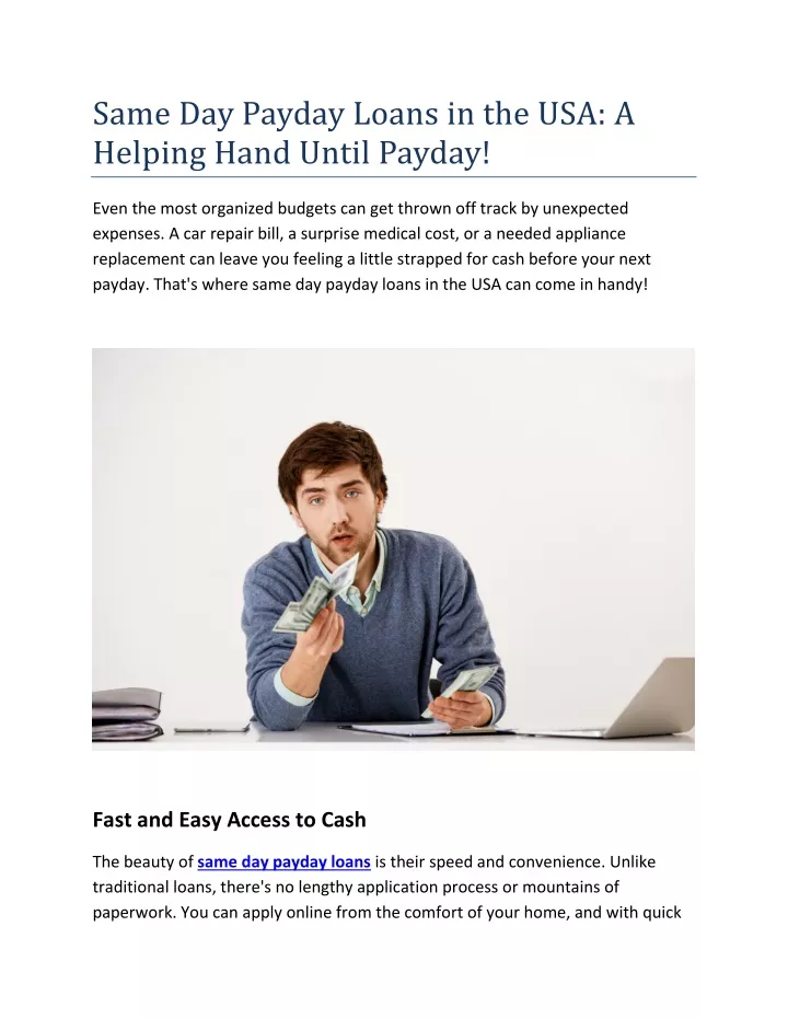 same day payday loans in the usa a helping hand