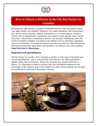 How to Choose a Solicitor in the UK Key Factors to Consider