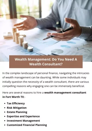 Wealth Management Do You Need A Wealth Consultant?