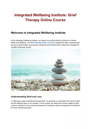 Grief Therapy Online Course: Unlock Healing at Integrated Wellbeing Institute