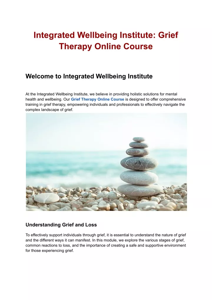 integrated wellbeing institute grief therapy