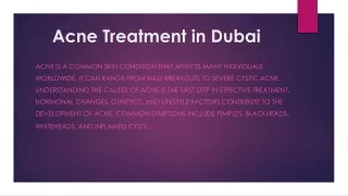 Acne Treatment in Dubai