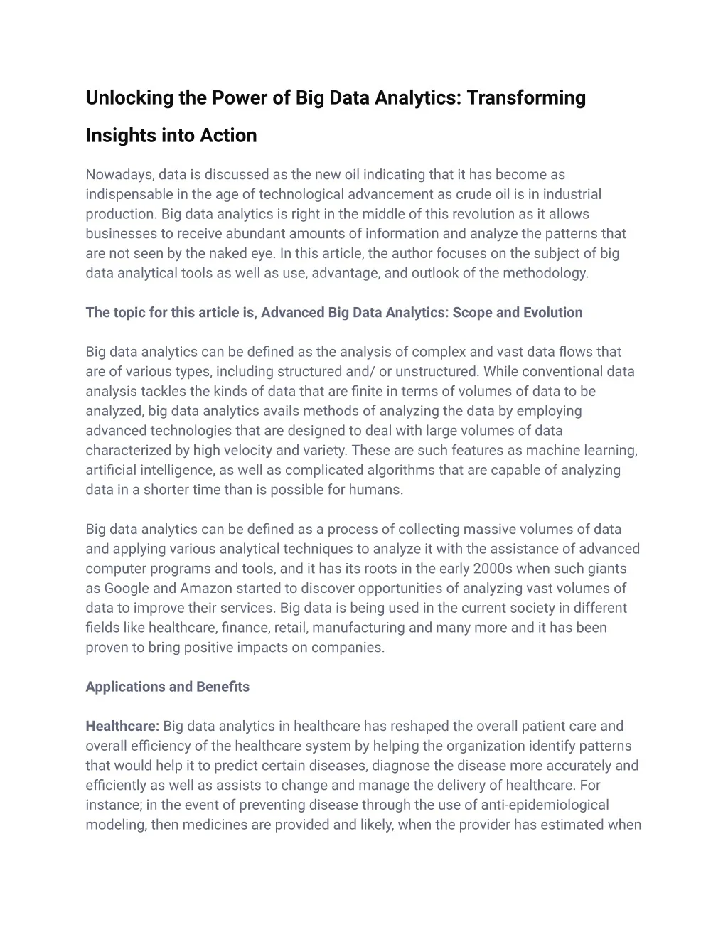 PPT - Unlocking the Power of Big Data Analytics_ Transforming Insights ...