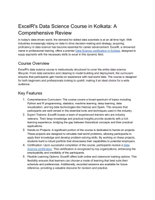 Data Science certification in Kolkata