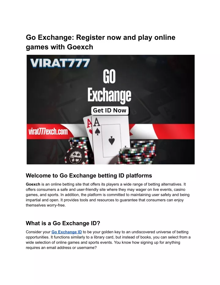 go exchange register now and play online games