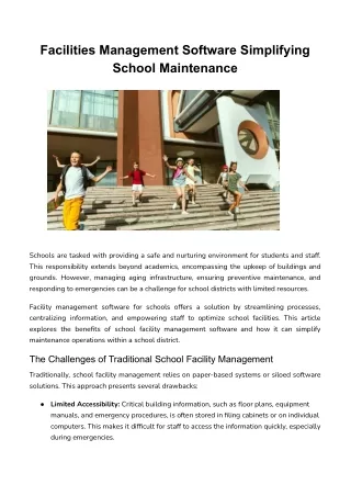 Facilities Management Software Simplifying School Maintenance