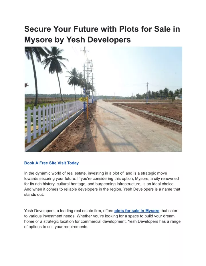 secure your future with plots for sale in mysore