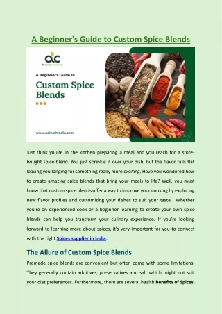 A Beginner’s Guide to Custom Spice Blends