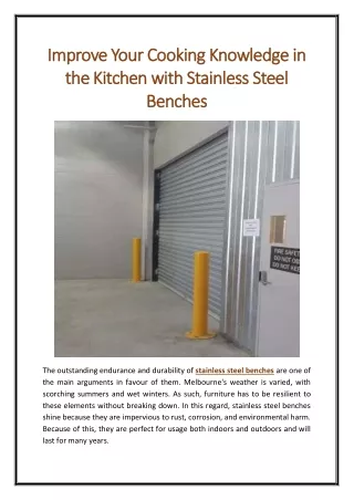 Improve Your Cooking Knowledge in the Kitchen with Stainless Steel Benches