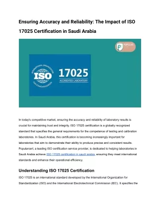 Ensuring Accuracy and Reliability_ The Impact of ISO 17025 Certification in Saudi Arabia