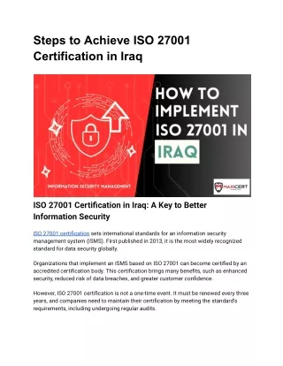 ISO 27001 Certificaiton in iraq