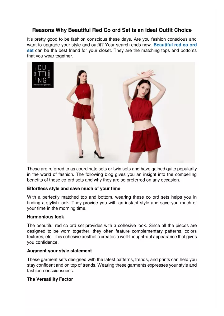 reasons why beautiful red co ord set is an ideal