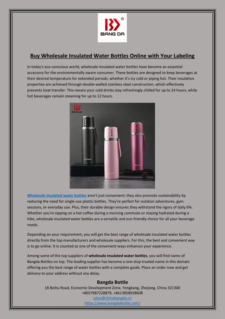 buy wholesale insulated water bottles online with