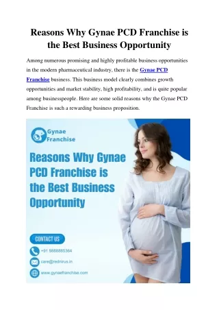 Reasons Why Gynae PCD Franchise is the Best Business Opportunity