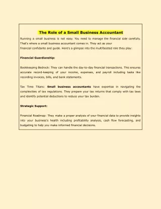 The Role of a Small Business Accountant