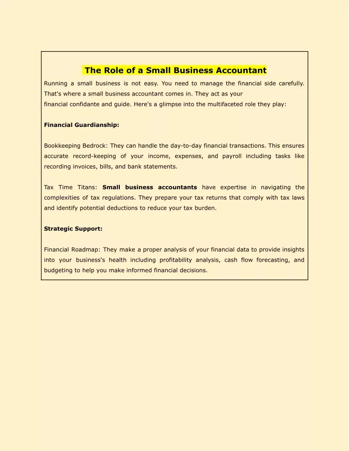 the role of a small business accountant