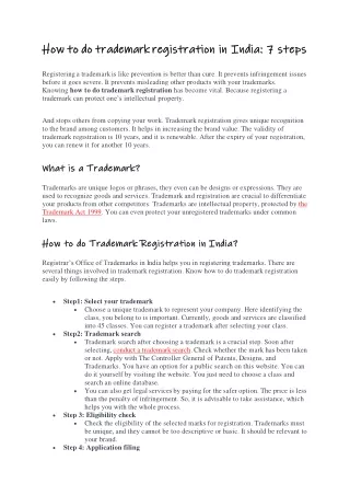 how to do trademark registration in india 7 steps