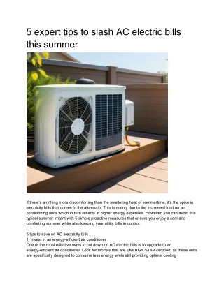 5 expert tips to slash AC electric bills this summer