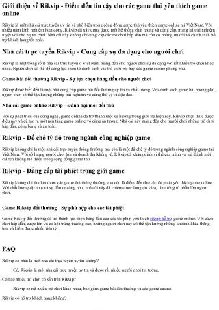 Rikvip - Điểm đến tin cậy cho các game thủ yêu thích game online