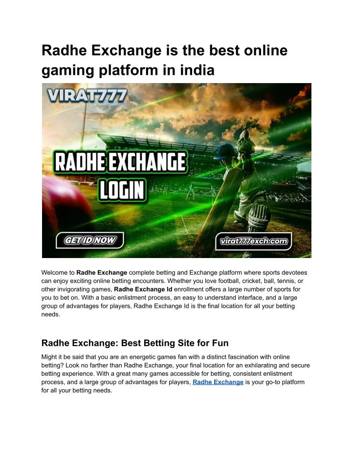 radhe exchange is the best online gaming platform