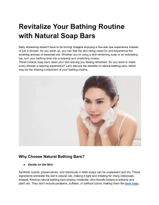 Revitalize Your Bathing Routine with Natural Soap Bars