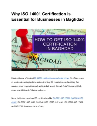 Why ISO 14001 Certification is Essential for Businesses in Baghdad