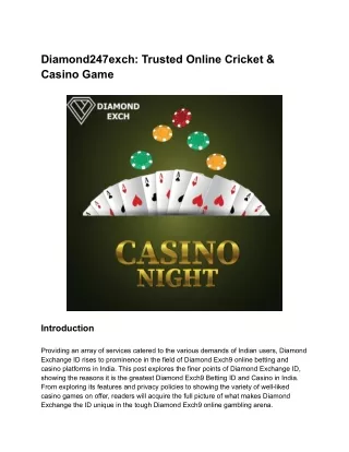 Diamond247exch_ Trusted Online Cricket & Casino Game Platform