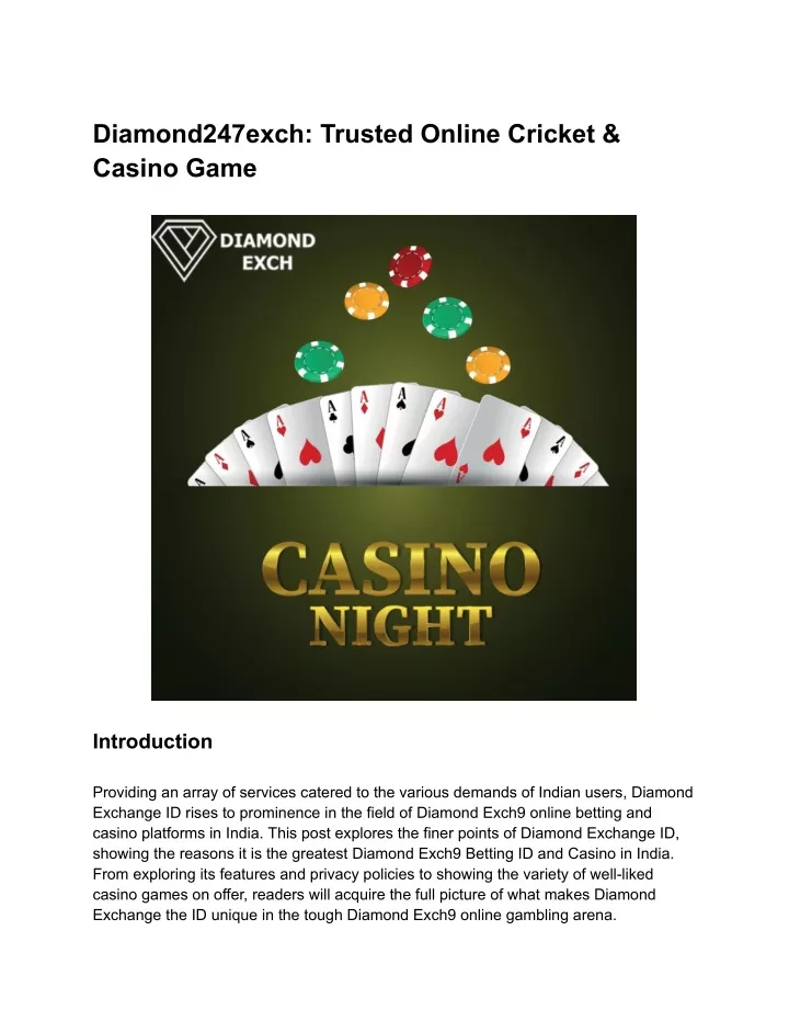 diamond247exch trusted online cricket casino game