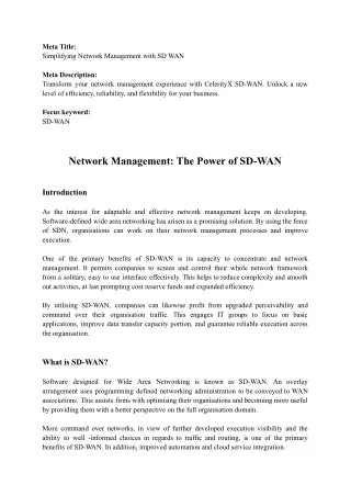 Simplifying Network Management with SD WAN_