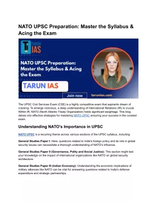 NATO UPSC Preparation_ Master the Syllabus & Acing the Exam