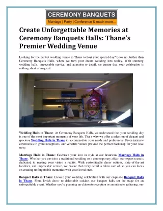 Create Unforgettable Memories at Ceremony Banquets Halls: Thane's Premier Weddin