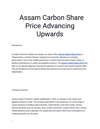 Find the Best Assam Carbon Share Price Exclusively at Planify