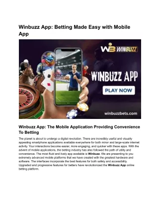 Winbuzz App_ Betting Made Easy with Mobile App