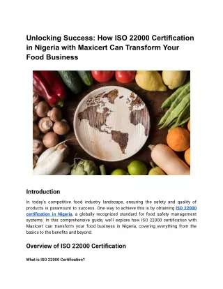 Unlocking Success_ How ISO 22000 Certification in Nigeria with Maxicert Can Transform Your Food Business