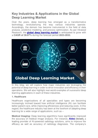 Key Industries & Applications in the Global Deep Learning Market