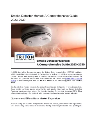 Smoke Detector Market: A Comprehensive Guide 2023-2030