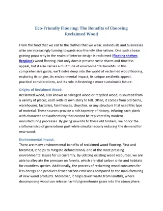 Eco Friendly Flooring The Benefits of Choosing Reclaimed Wood