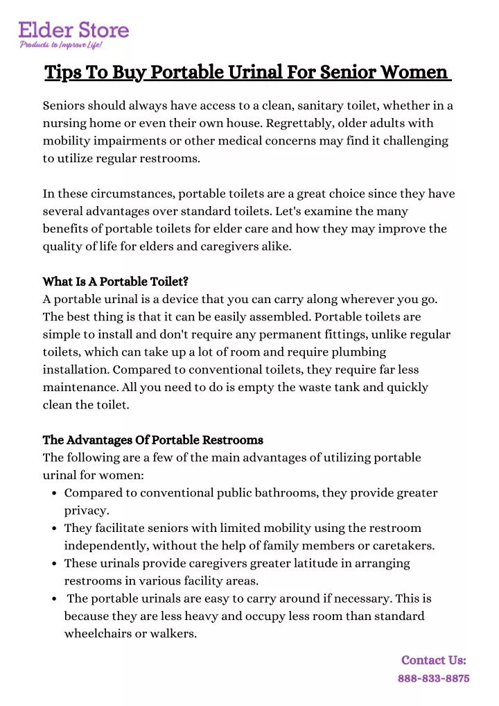 tips to buy portable urinal for senior women