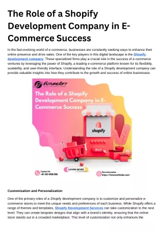 The Role of a Shopify Development Company in E-Commerce Success