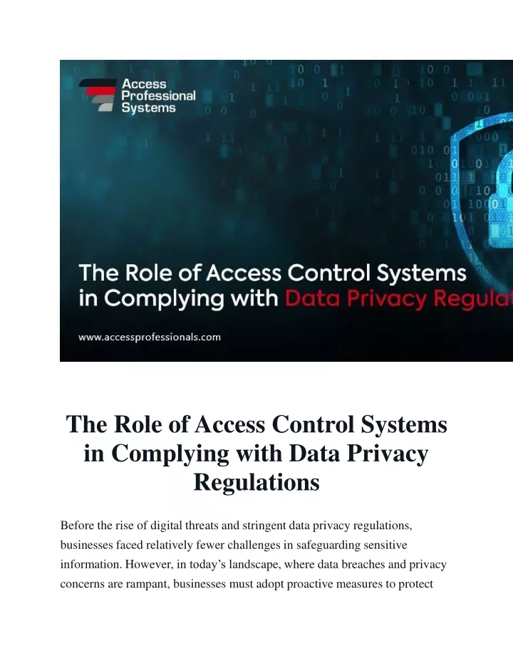 the role of access control systems in complying