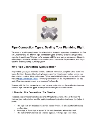 Pipe Connection Types: Sealing Your Plumbing Right - SEALEXCEL