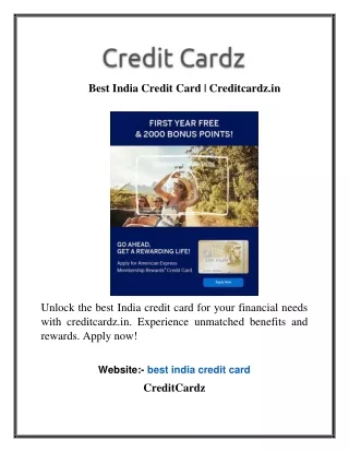 Best India Credit Card Creditcardz.in