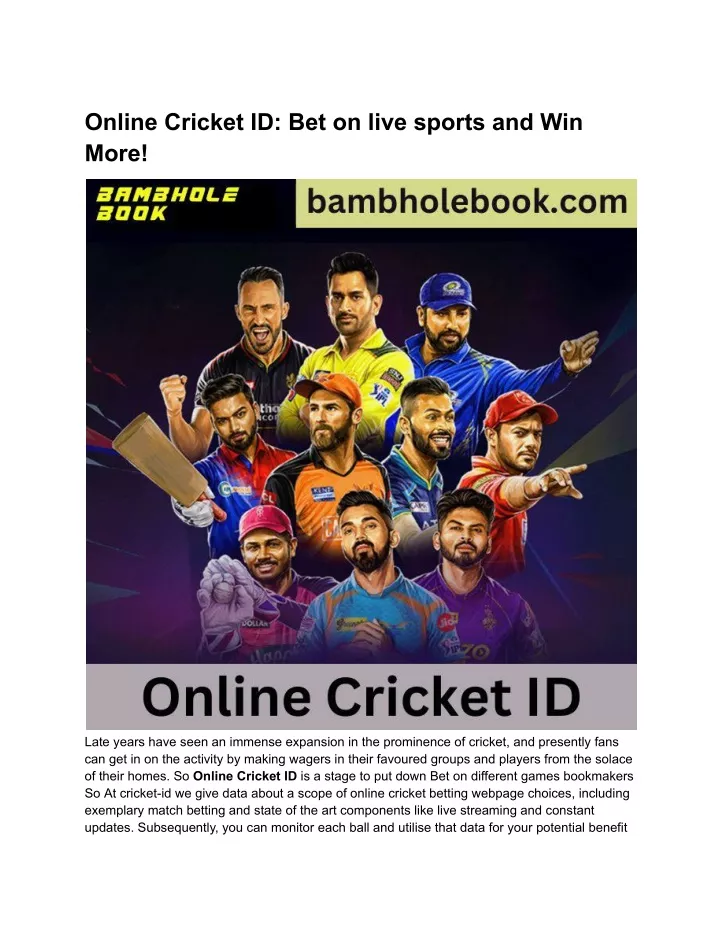 online cricket id bet on live sports and win more