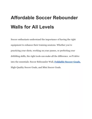 Affordable Soccer Rebounder Walls for All Levels