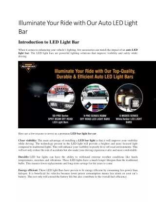 Illuminate Your Ride with Our Auto LED Light Bar