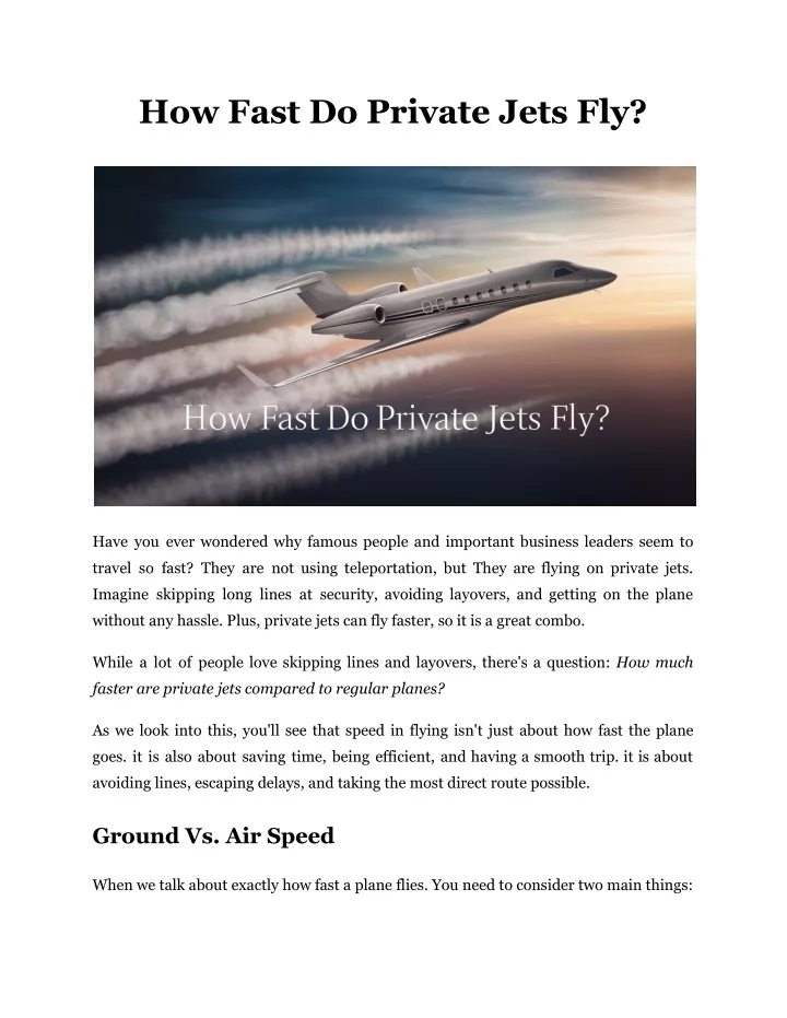 how fast do private jets fly